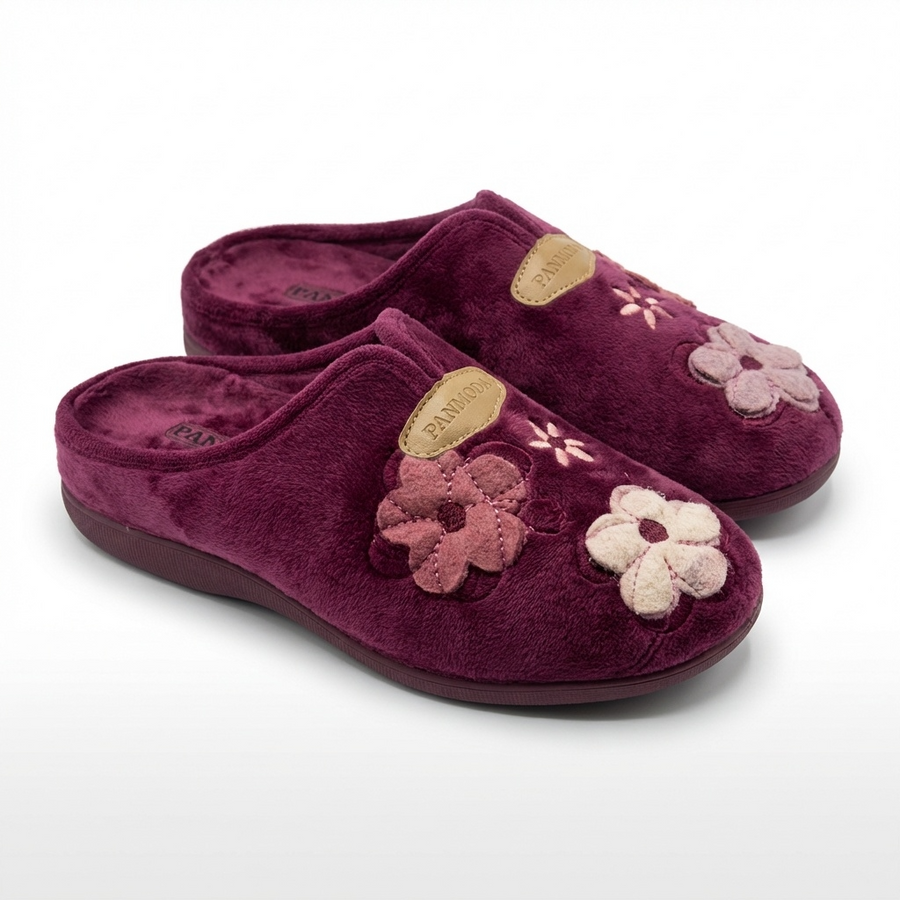 Pantoufles Femme Hiver Confort Bordeaux Velours | Importées d’Espagne