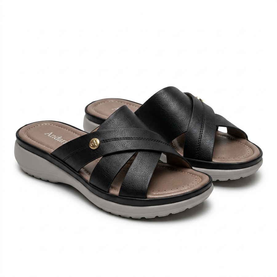 Sandales Femme Andarina – Brides Croisées  – Importées d'Espagne 🇪🇸 – Noir