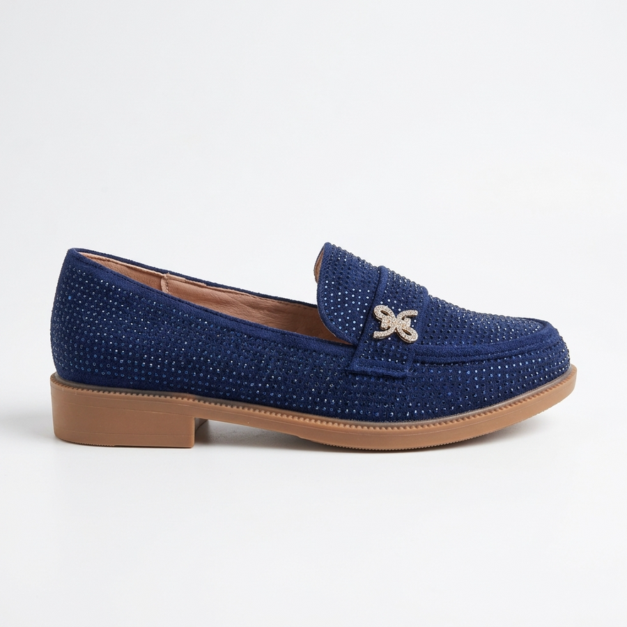 Mocassins Fille en Velours Bleu – Importés d’Espagne 🇪🇸