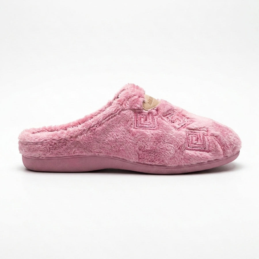 Women's Winter Slippers – Greek Key – Pink