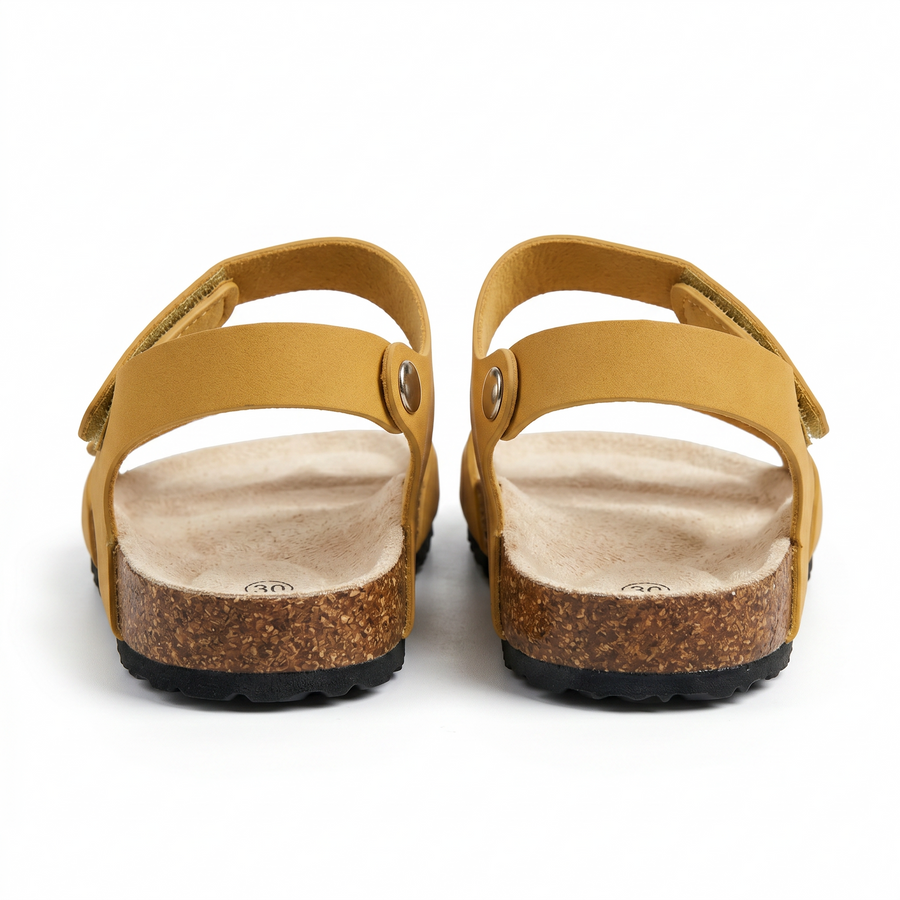 Sandale Enfant Anatomique Double Velcro – Jaune Moutarde / Liège – Importées d'Espagne 🇪🇸
