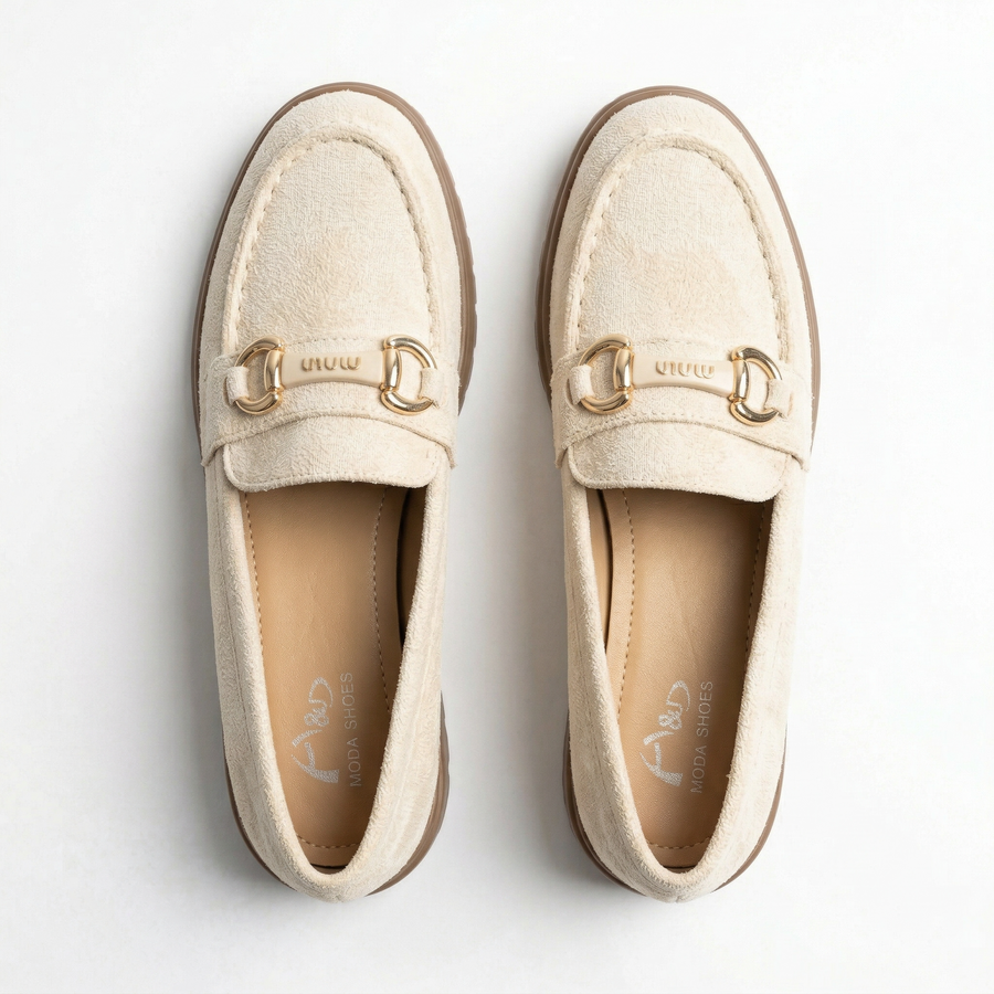 Mocassins femme en velours Cream Beige – Importé d’Espagne 🇪🇸