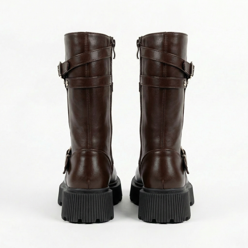 Bottes biker fille chocolat – Importées d’Espagne 🇪🇸