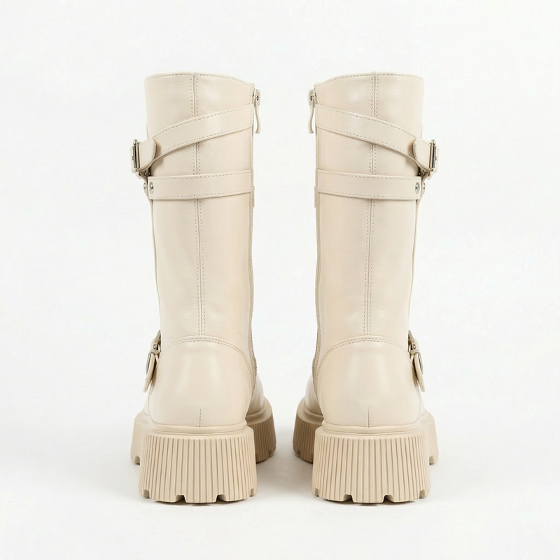 Bottes biker fille ivoire – Importées d’Espagne 🇪🇸