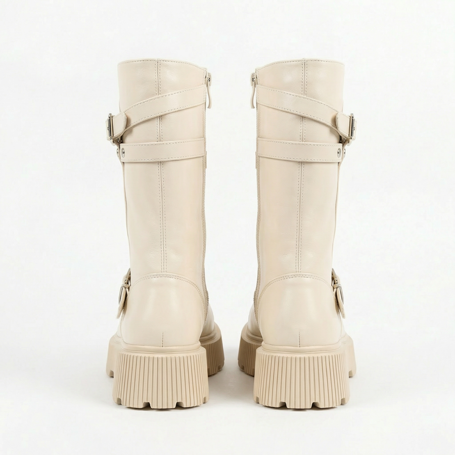 Bottes biker fille ivoire – Importées d’Espagne 🇪🇸