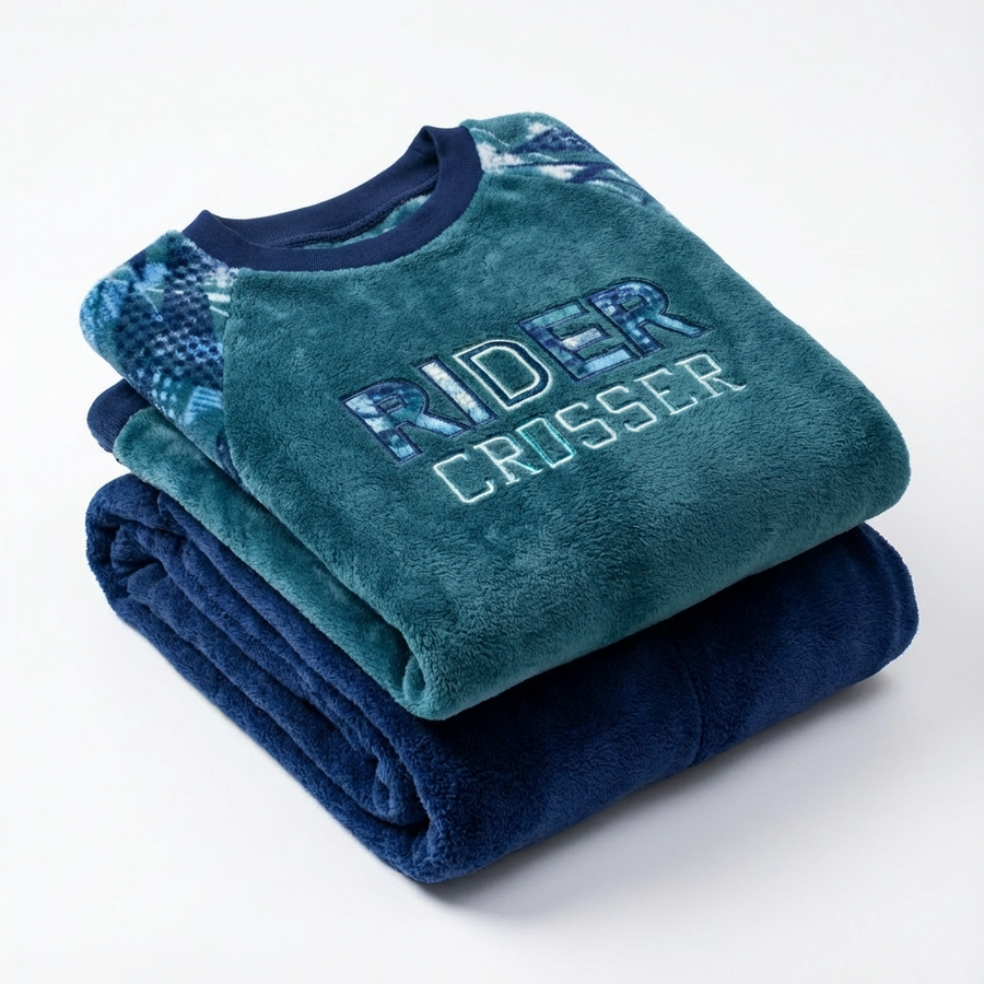 Pyjama Garçon Polaire « RIDER CROSSER » – Fabriqué en Espagne 🇪🇸