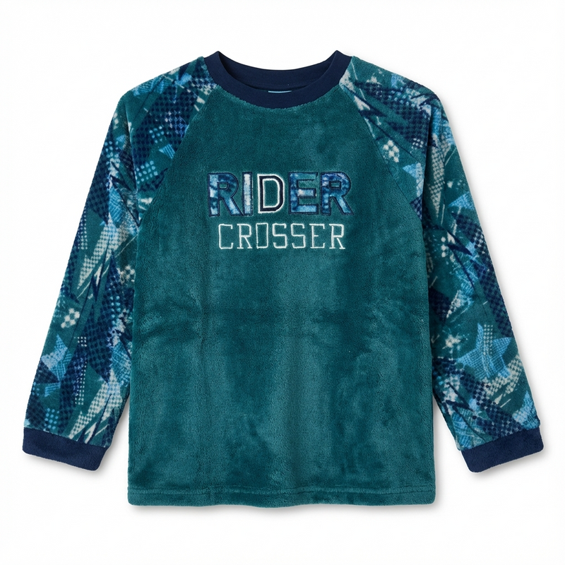 Pyjama Garçon Polaire « RIDER CROSSER » – Fabriqué en Espagne 🇪🇸
