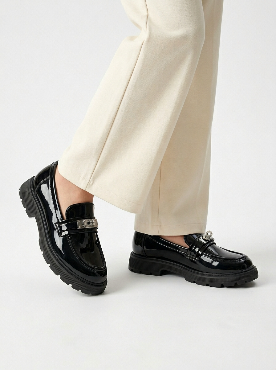 Mocassins Fille Noirs Vernis – Importés d’Espagne 🇪🇸