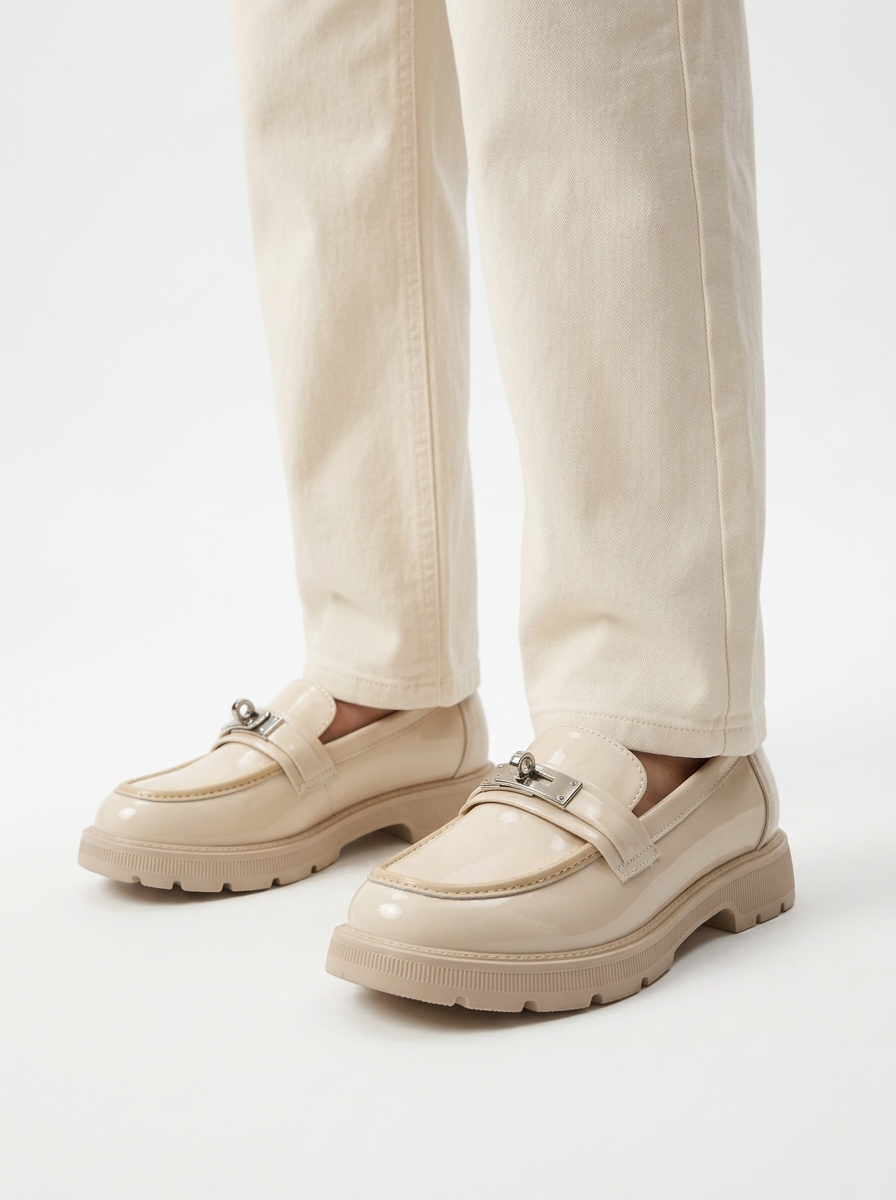 Mocassins Fille Beige Vernis – Importés d’Espagne 🇪🇸