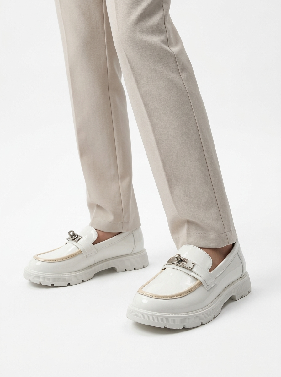 Mocassins Fille Blancs Vernis – Importés d’Espagne 🇪🇸