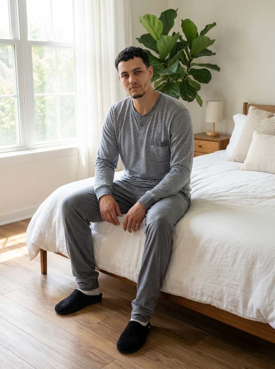 Pyjama Homme Hiver Gris – Confort & Style (KF 49)