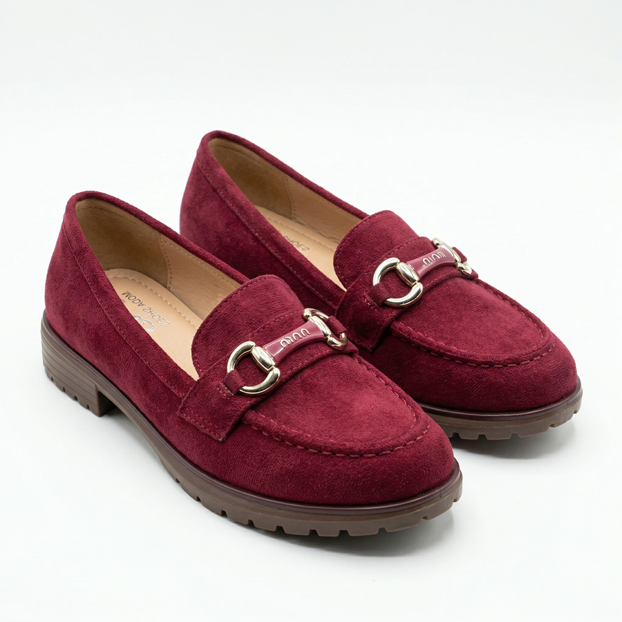 Mocassins femme en velours bordeaux – Importé d’Espagne 🇪🇸