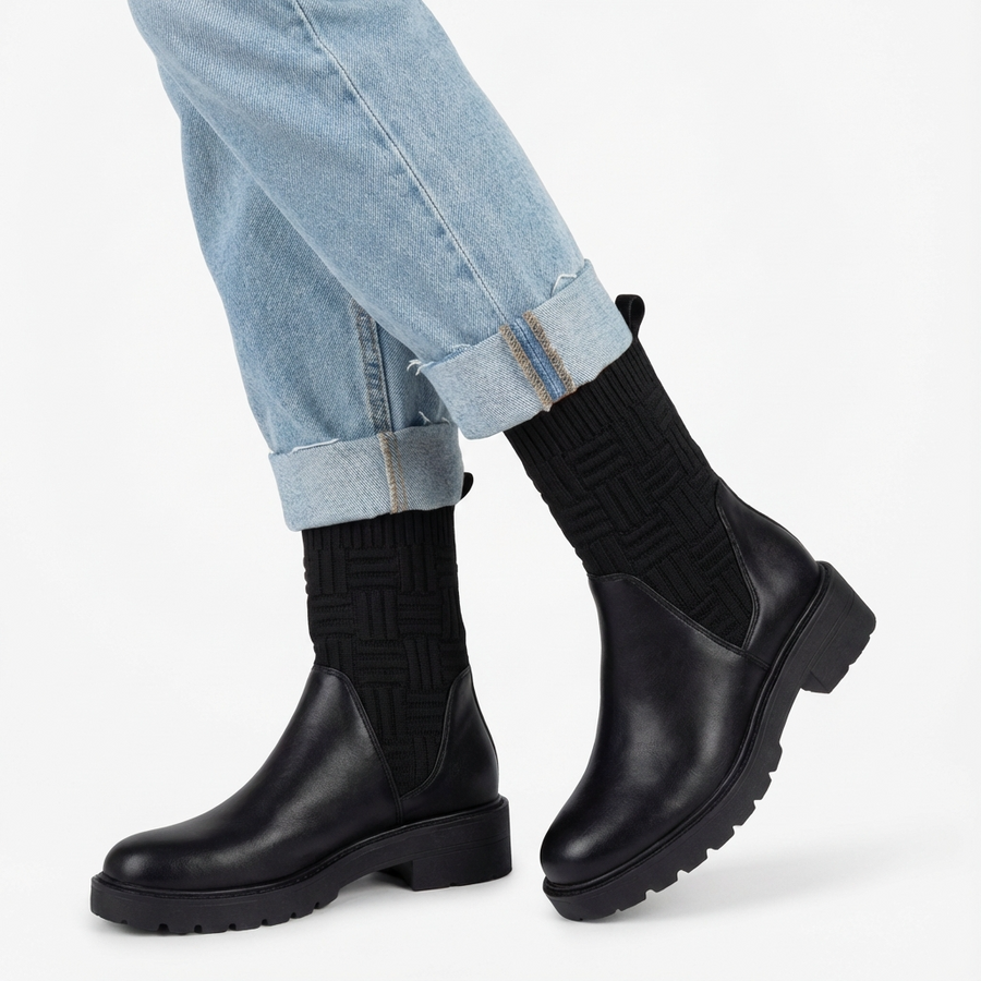 Bottines Noires Fille Stretch – Confort & Style | Importées d’Espagne 🇪🇸