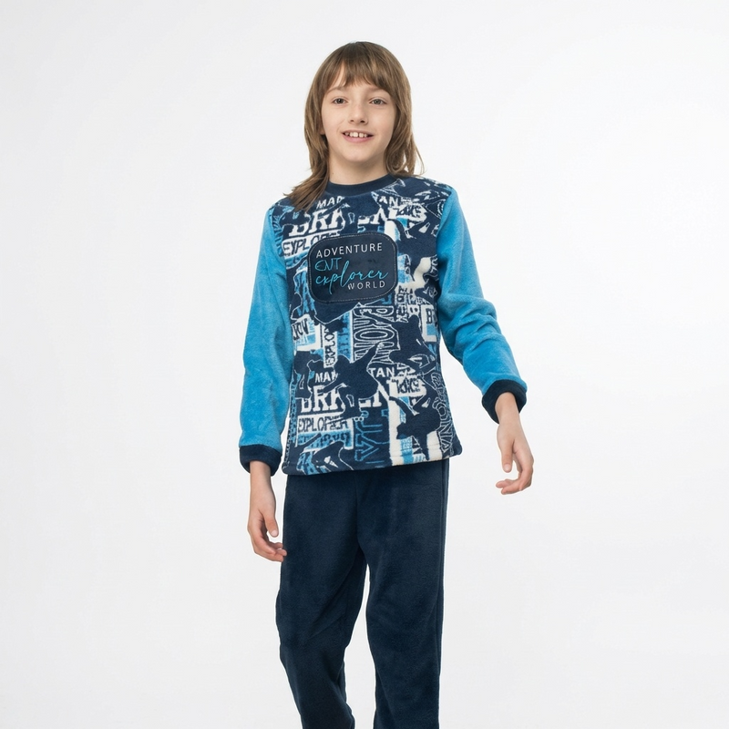 Pyjama Garçon Polaire « Adventure Explorer » – Fabriqué en Espagne 🇪🇸