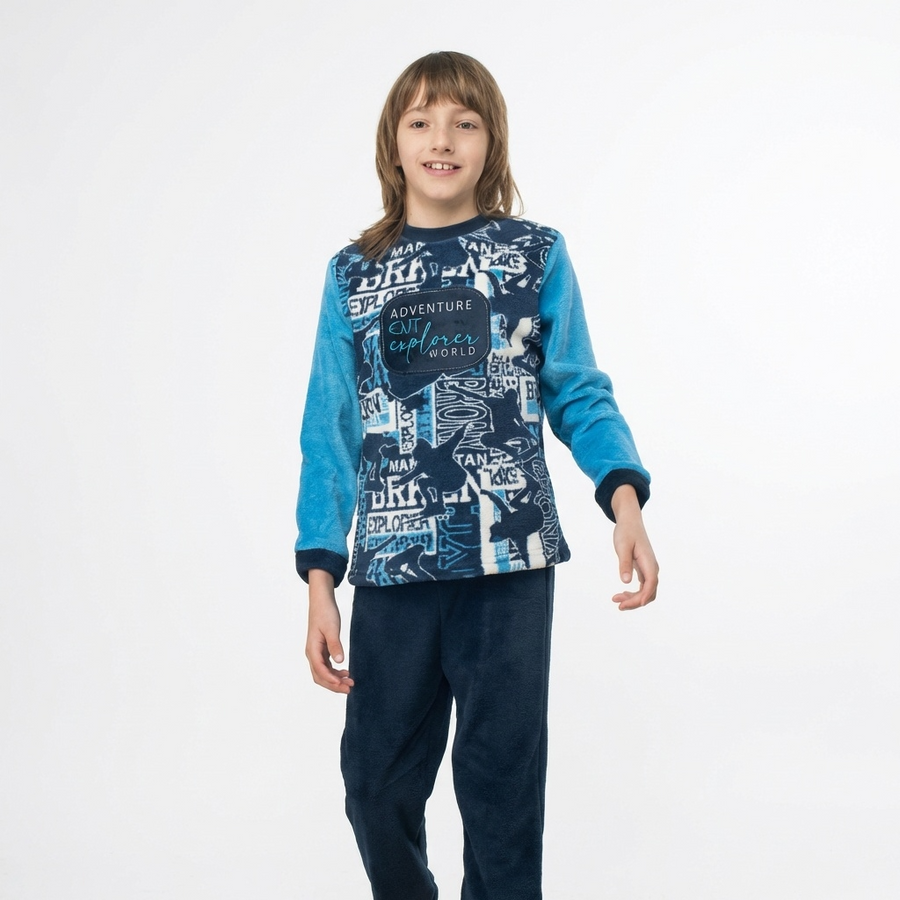 Pyjama Garçon Polaire « Adventure Explorer » – Fabriqué en Espagne 🇪🇸