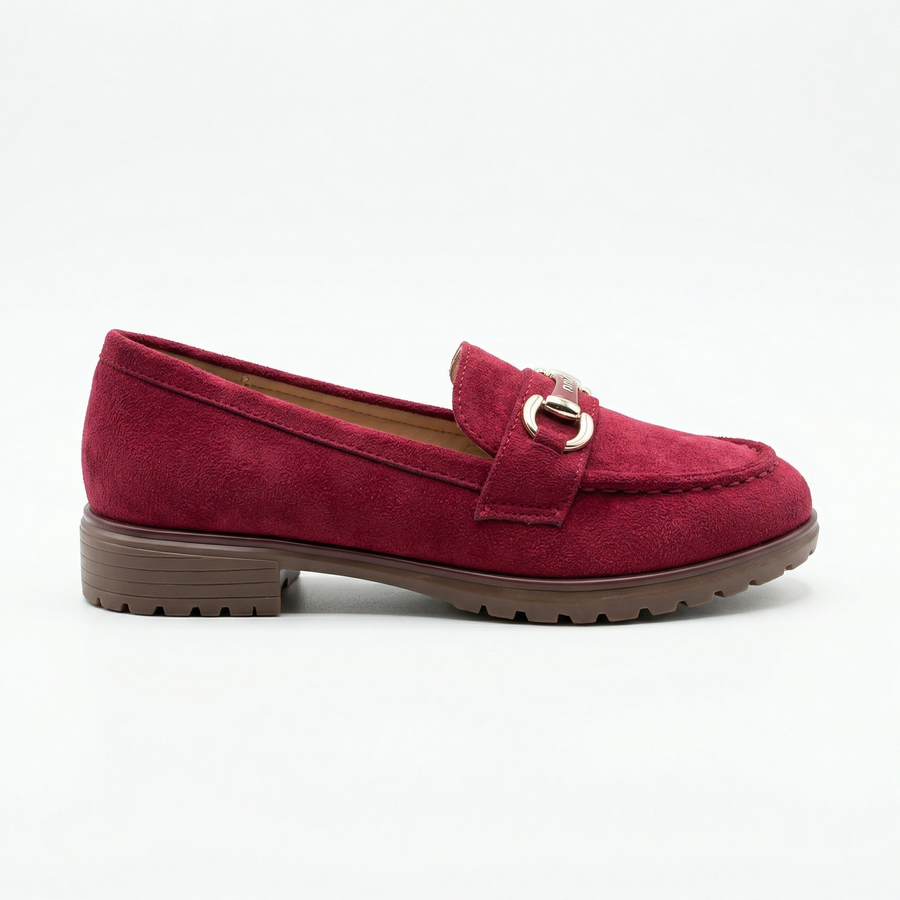 Mocassins femme en velours bordeaux – Importé d’Espagne 🇪🇸