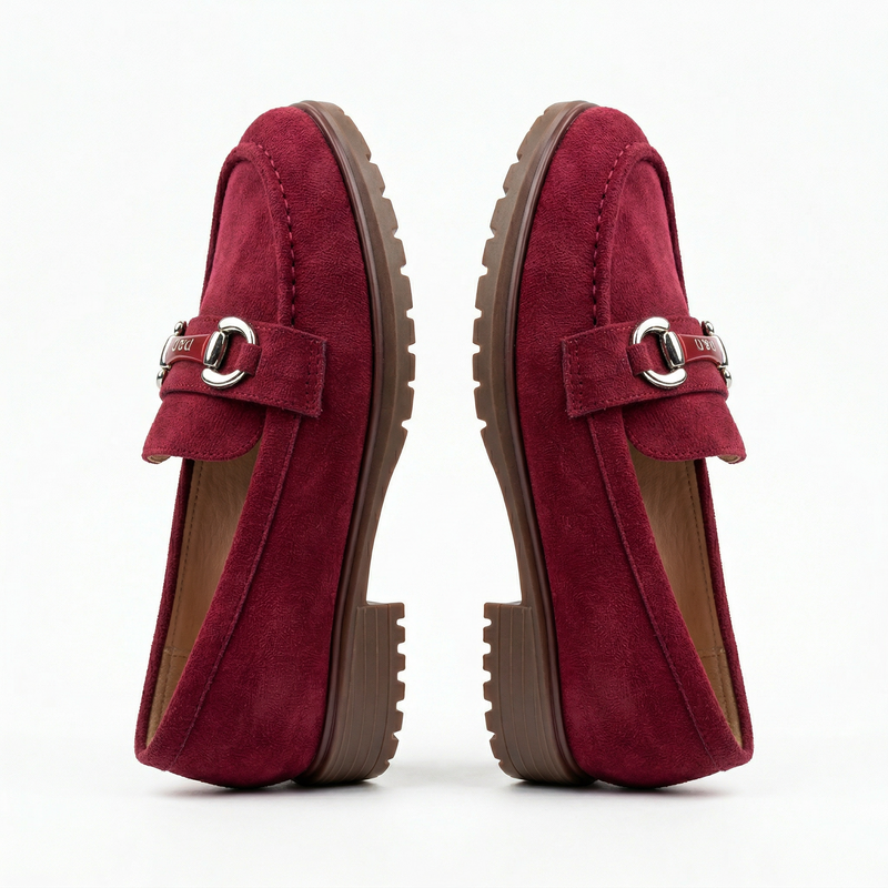 Mocassins femme en velours bordeaux – Importé d’Espagne 🇪🇸