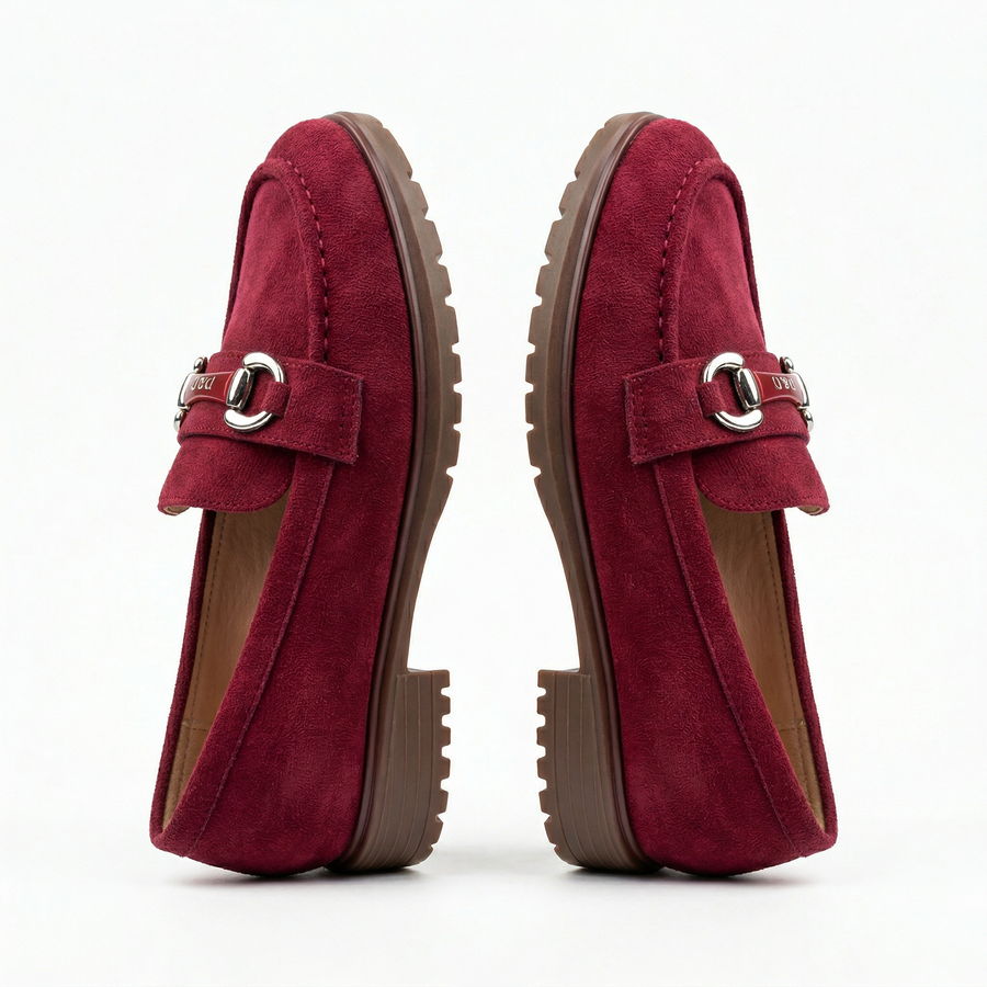 Mocassins femme en velours bordeaux – Importé d’Espagne 🇪🇸