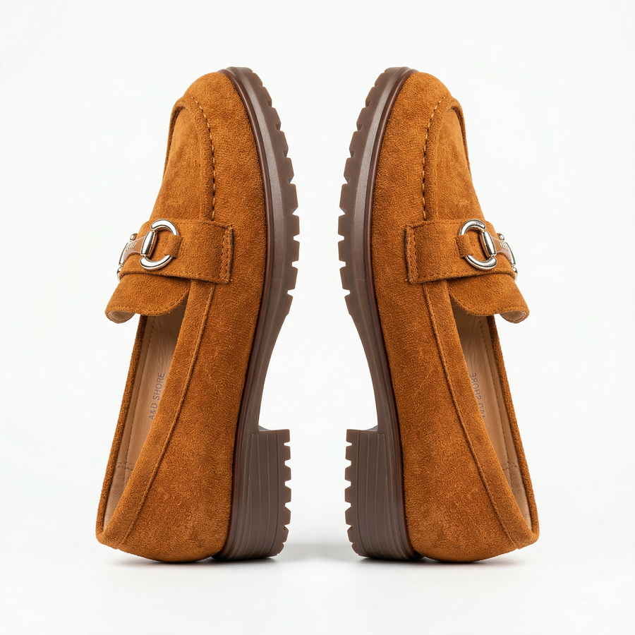 Mocassins femme en velours camel – Importé d’Espagne 🇪🇸