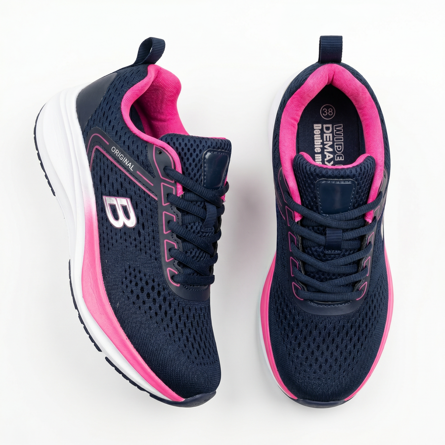 Sneakers Femme Wide Fit “Double Memory” – Importées d’Espagne 🇪🇸 – Bleu Marine