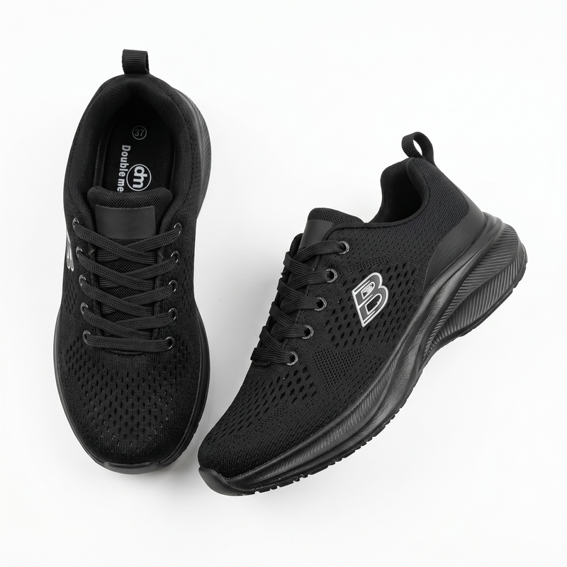 Sneakers Femme Noires Respirantes “Double Memory” – Importées d’Espagne  🇪🇸