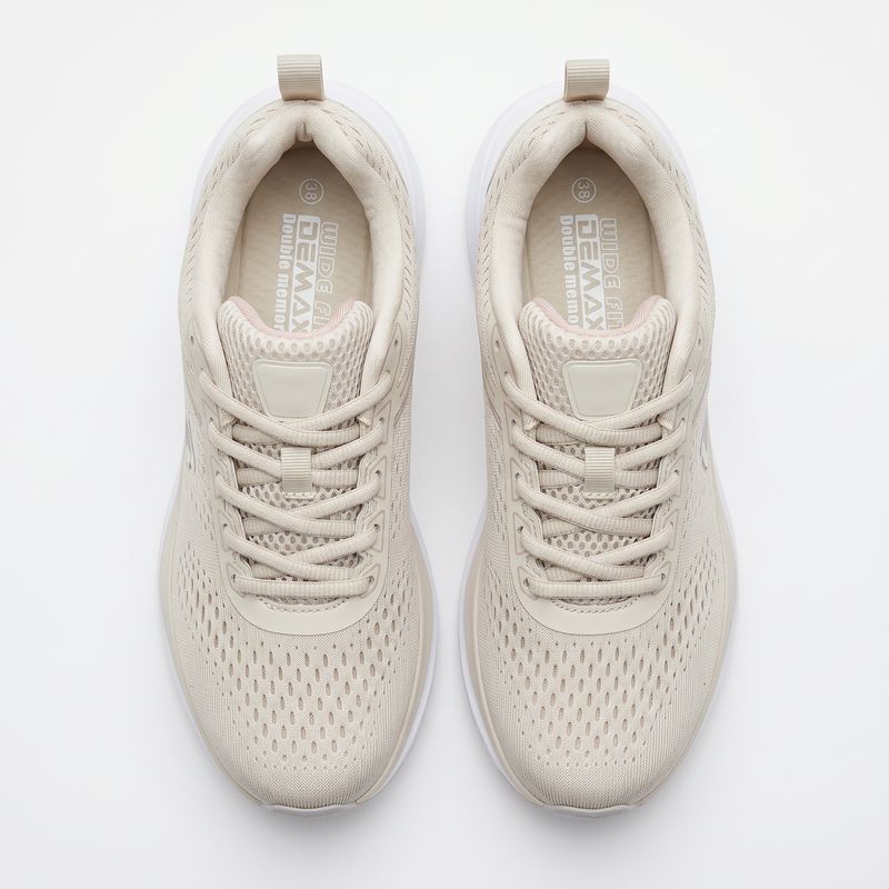 Sneakers Femme Beige Wide Fit “Double Memory” – Importées d’Espagne 🇪🇸