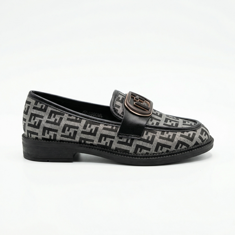 Mocassins Femme Gris & Noir – Fabriqué en Espagne 🇪🇸