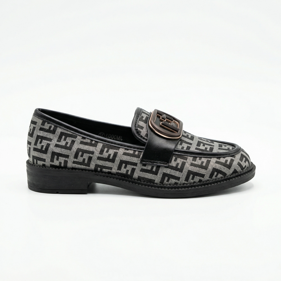 Mocassins Femme Gris & Noir – Fabriqué en Espagne 🇪🇸