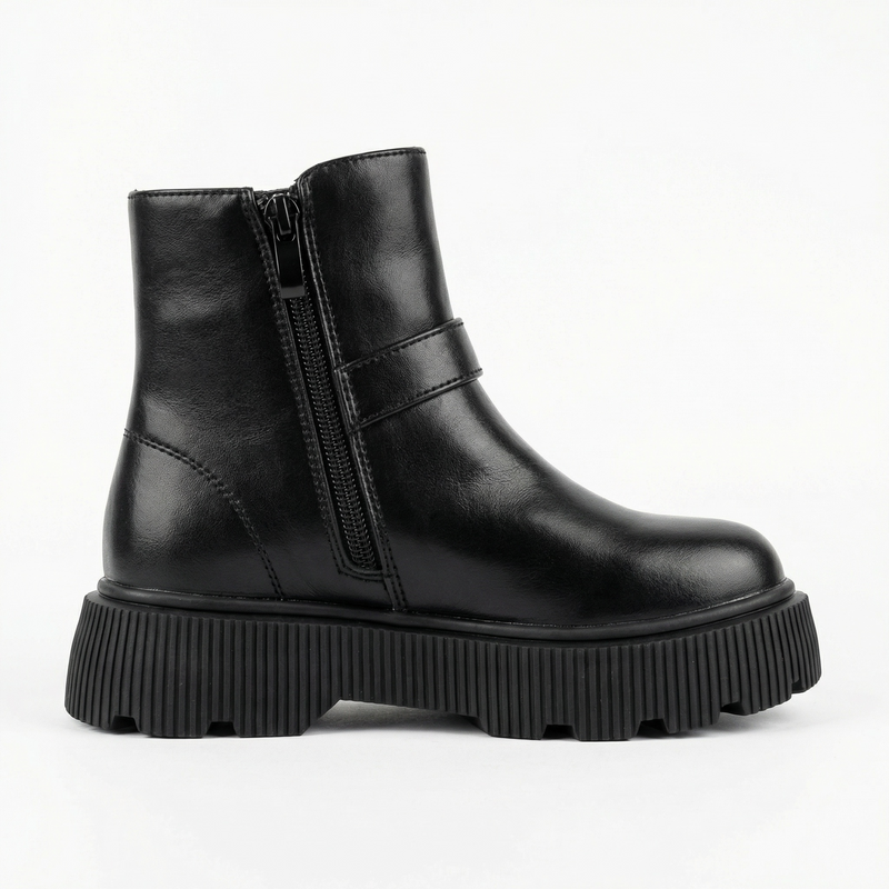 Bottines Fille Noir Boucle & Clous Dorés – Importées d’Espagne 🇪🇸