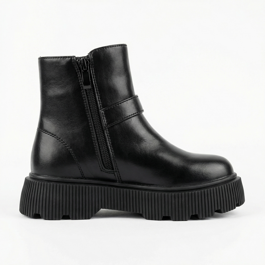 Bottines Fille Noir Boucle & Clous Dorés – Importées d’Espagne 🇪🇸