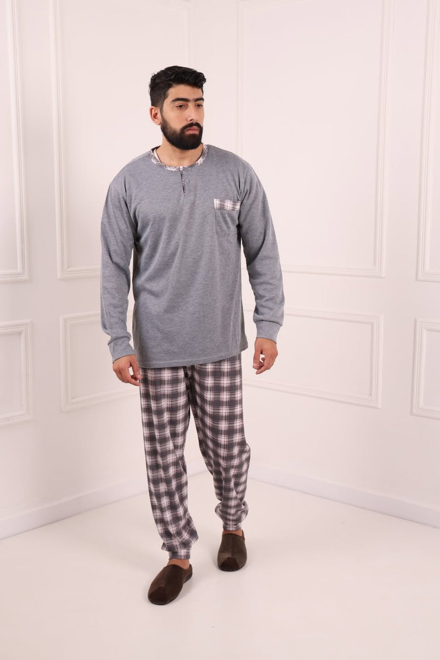 Pyjama Homme Hiver Carreaux – Coton Premium (KF 47)