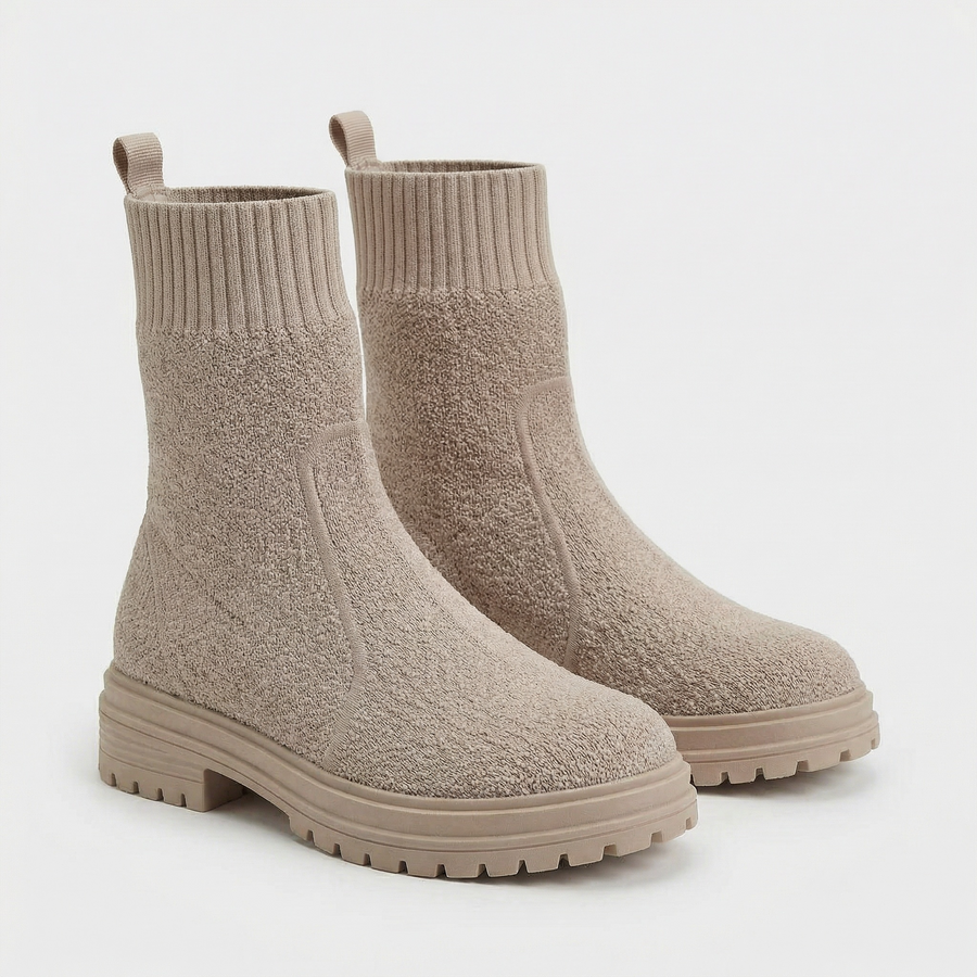 Bottines Femme beige Style Chaussette – Importées d’Espagne 🇪🇸