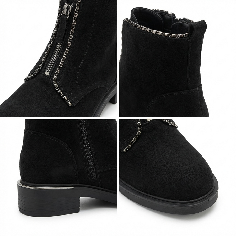 Women's Black Faux Suede Ankle Boots
