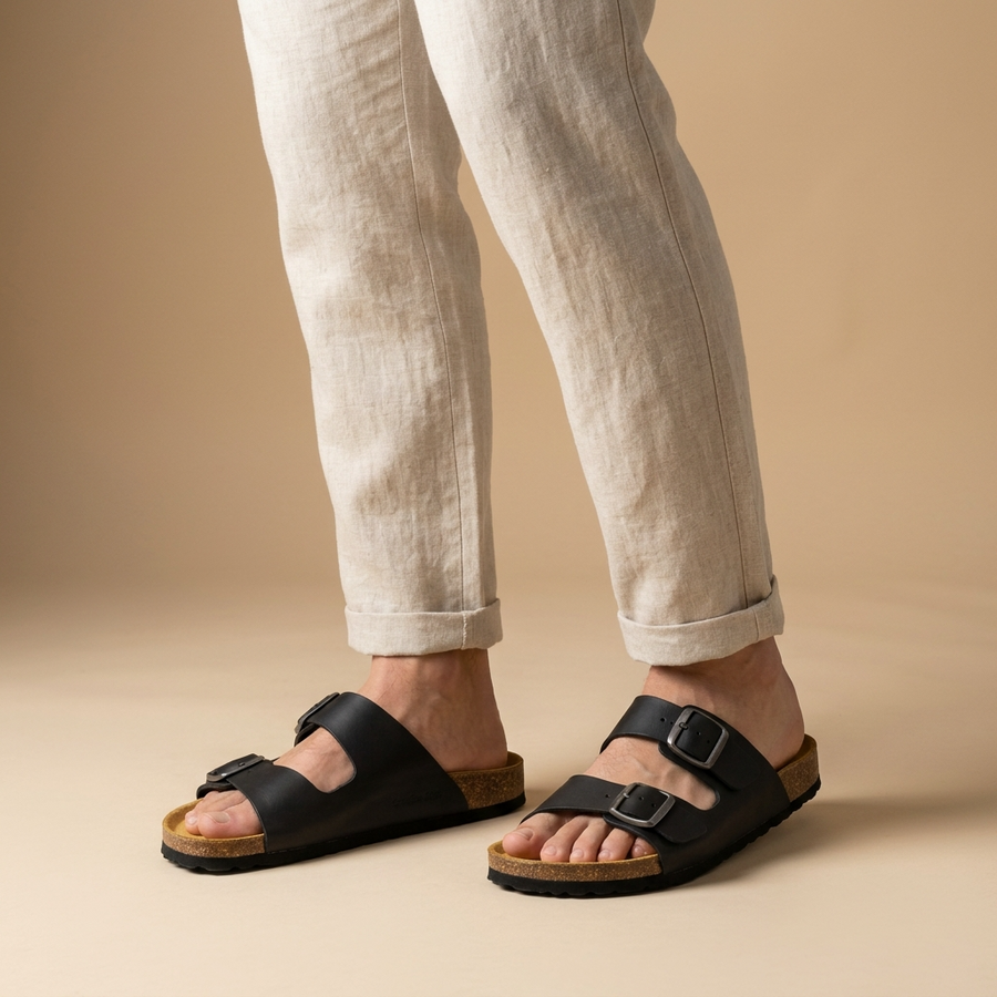 Sandales Homme Canadian John en Cuir – Made in Spain 🇪🇸 – Noir