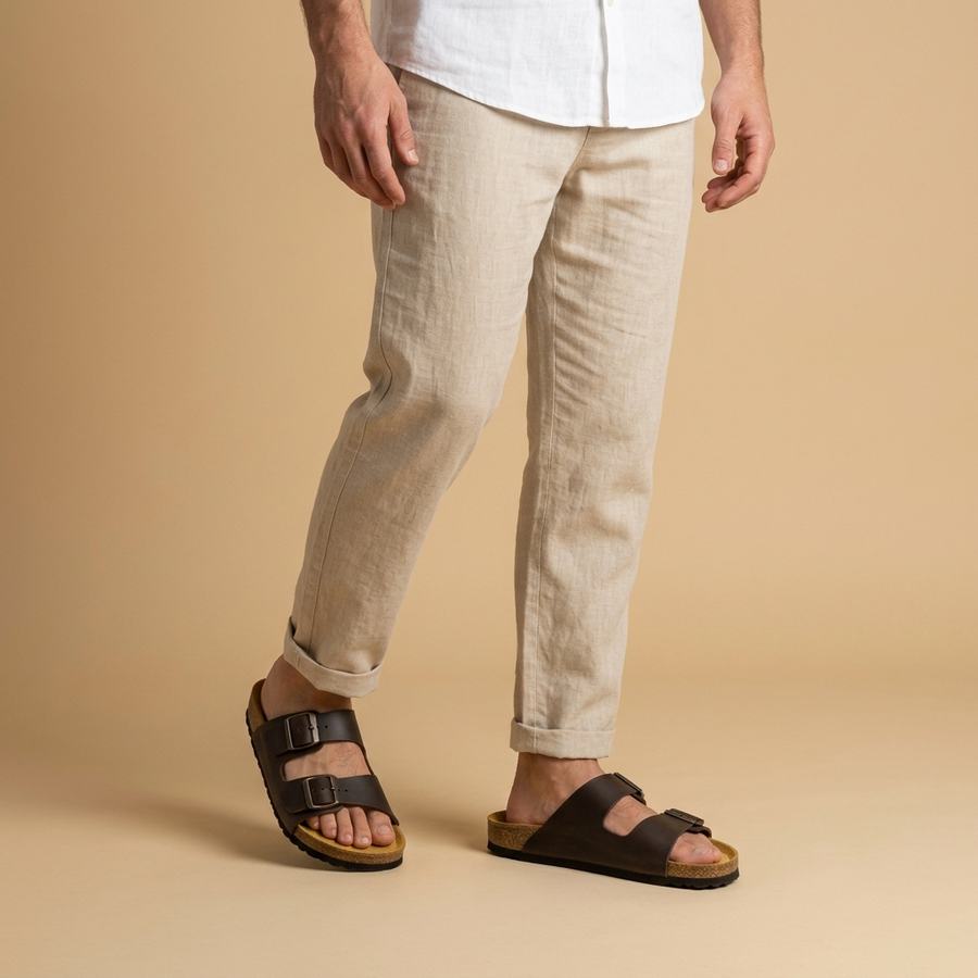 Sandales Homme Canadian John Cuir – Made in Spain 🇪🇸 – Marron
