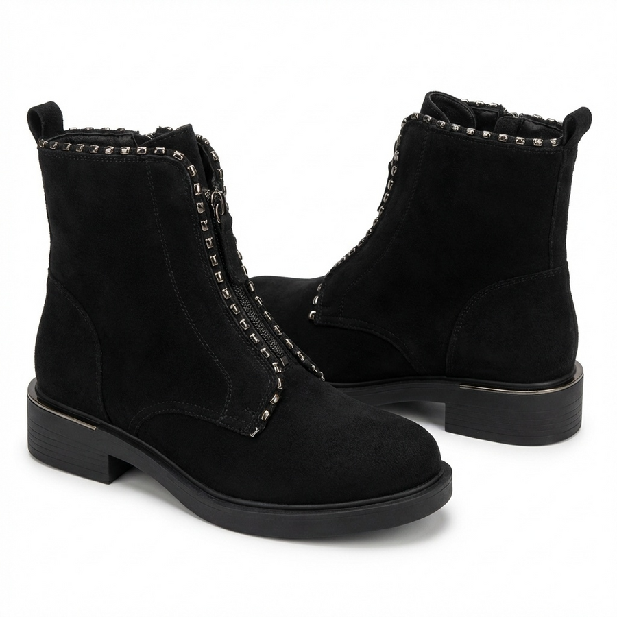 Women's Black Faux Suede Ankle Boots