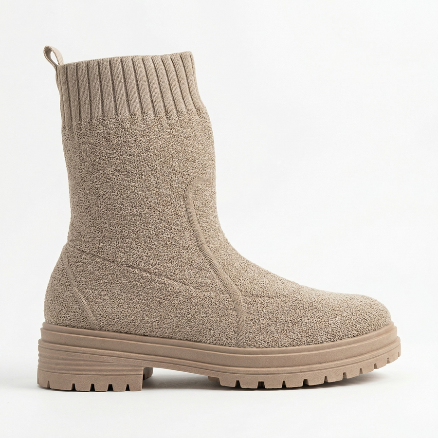 Bottines Femme beige Style Chaussette – Importées d’Espagne 🇪🇸