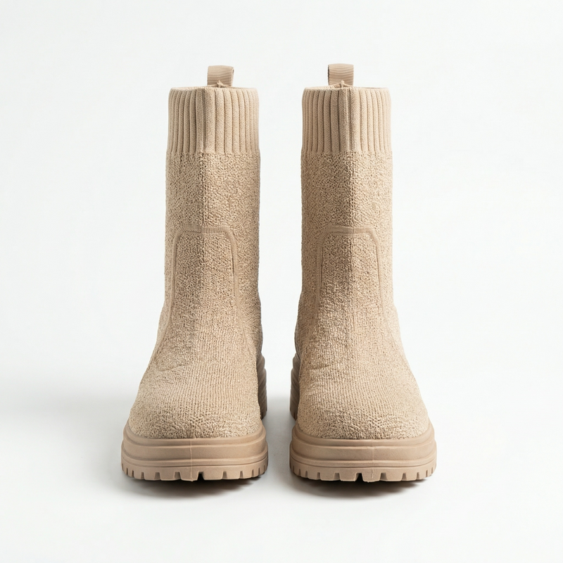 Bottines Femme beige Style Chaussette – Importées d’Espagne 🇪🇸