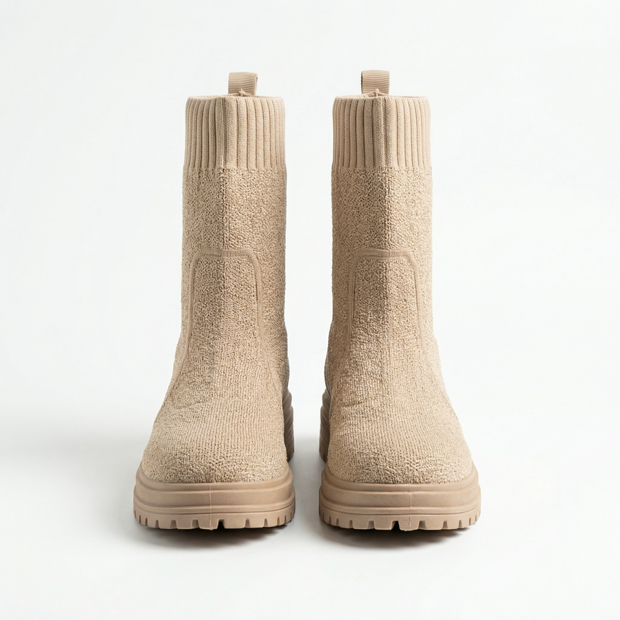 Bottines Femme beige Style Chaussette – Importées d’Espagne 🇪🇸