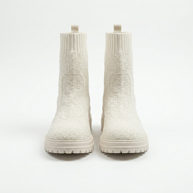 Bottines Femme Blanc cassé Style Chaussette – Importées d’Espagne 🇪🇸