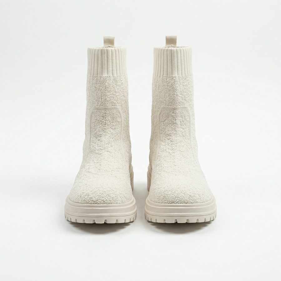 Bottines Femme Blanc cassé Style Chaussette – Importées d’Espagne 🇪🇸
