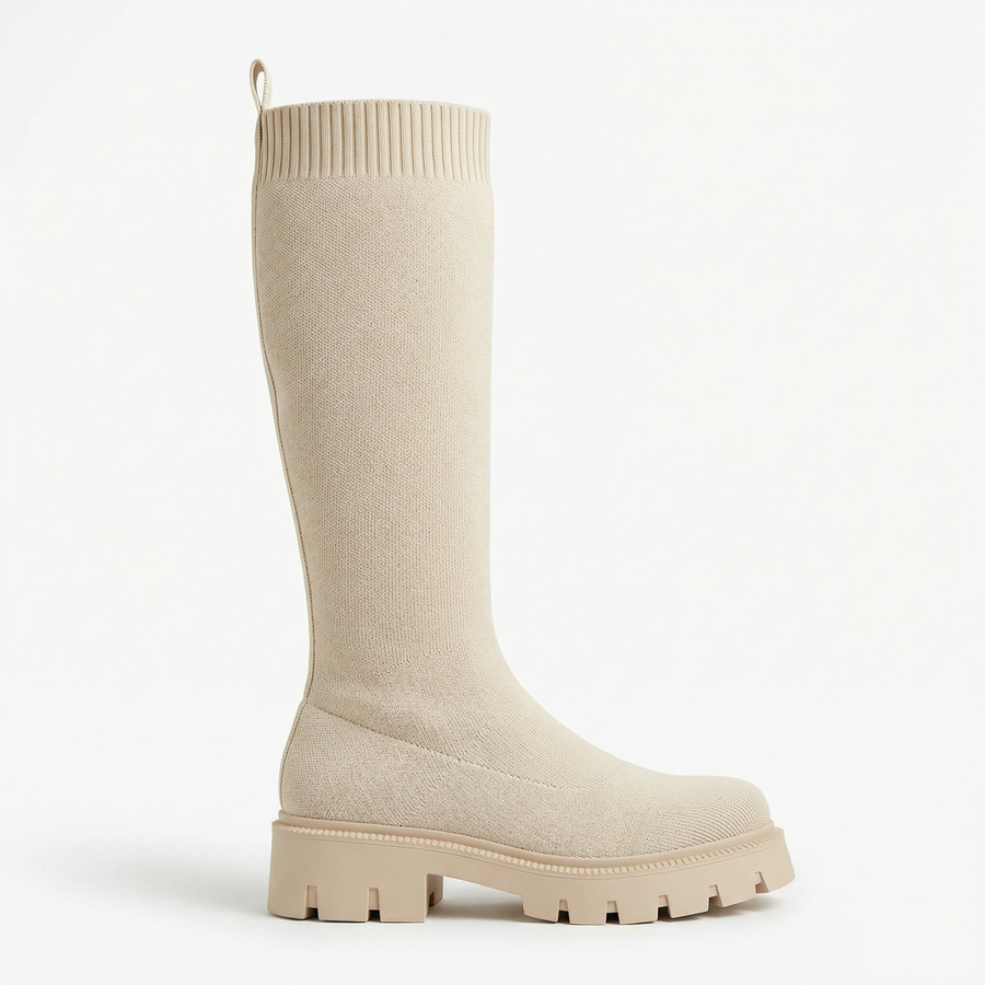 Bottes chaussette femme beige – Importées d’Espagne  🇪🇸