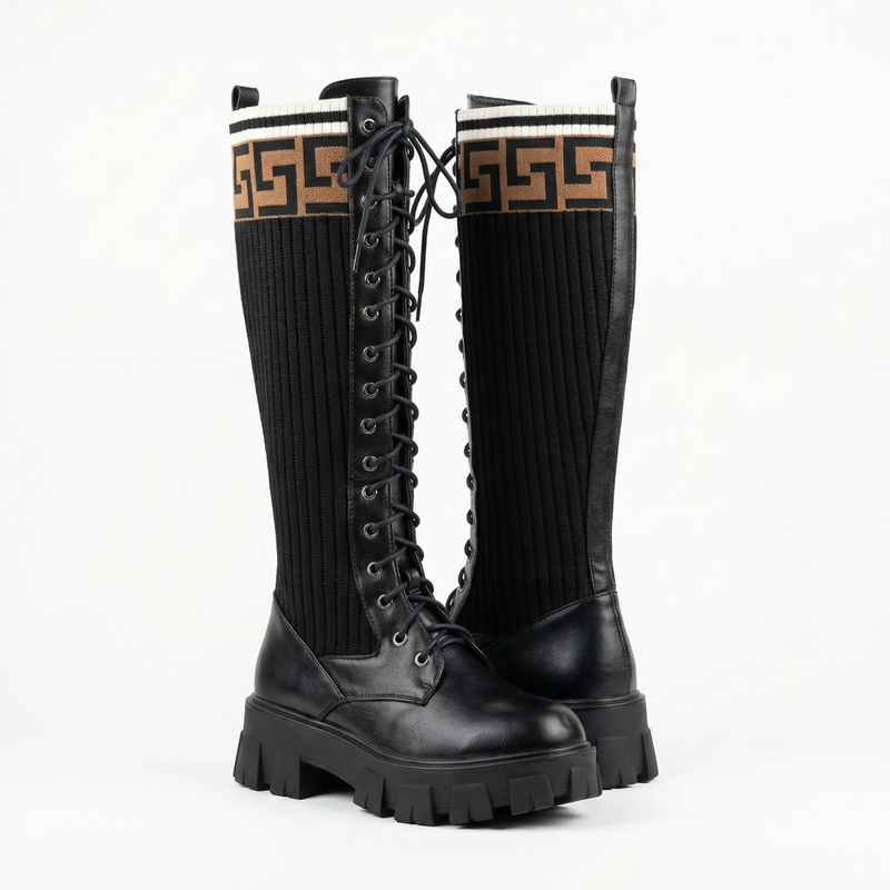 Bottes femme noires style combat – Importées d’Espagne 🇪🇸