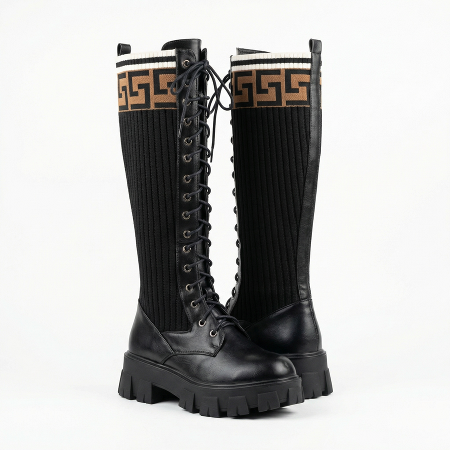 Bottes femme noires style combat – Importées d’Espagne 🇪🇸