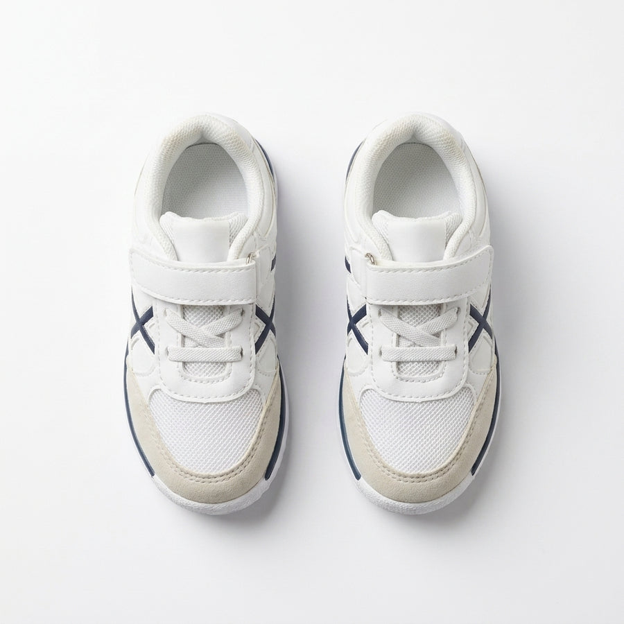 Baskets Bébé Garçon Scratch – BONINO – Importées d’Espagne 🇪🇸 – Blanc & Beige