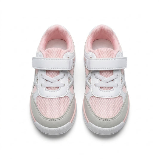 Baskets bébé fille BONINO rose, blanc et gris – vue de face