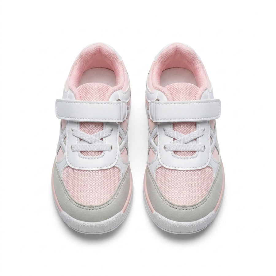Baskets Bébé Fille Scratch – BONINO – Importées d’Espagne 🇪🇸 – Gris & Rose