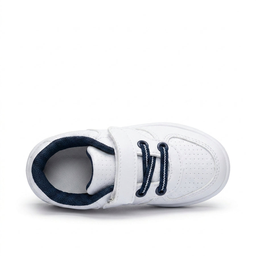 Baskets Bébé Garçon Scratch – Importées d’Espagne 🇪🇸 – Blanc & Bleu