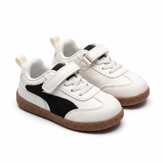 Baskets enfant Bubble Kids blanc et noir avec scratch