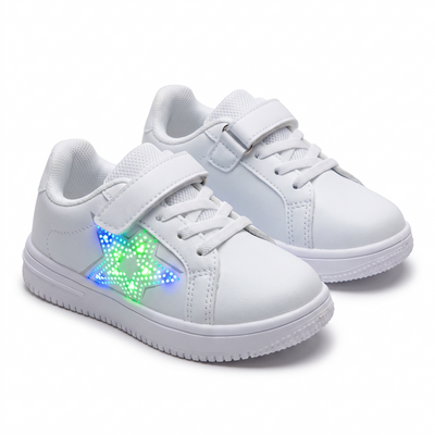 Baskets Enfant LED Étoile Court – Importées d’Espagne 🇪🇸 – Blanc
